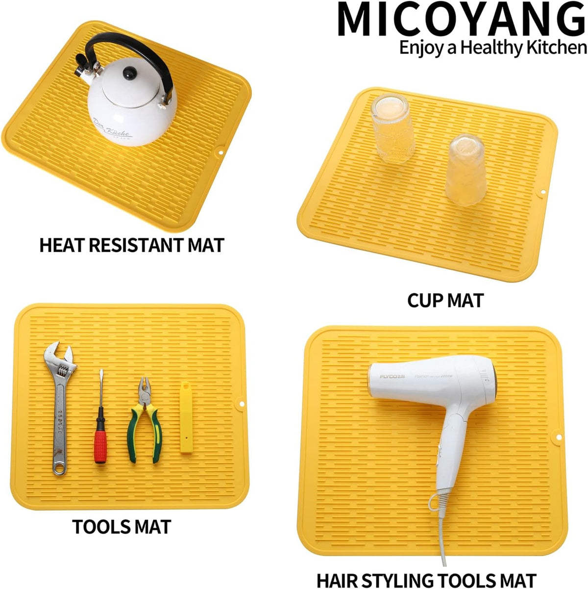 Silicone Dish Drying Mat for Multiple Usage,Easy clean,Eco-friendly,Heat-resistant Silicone Mat for