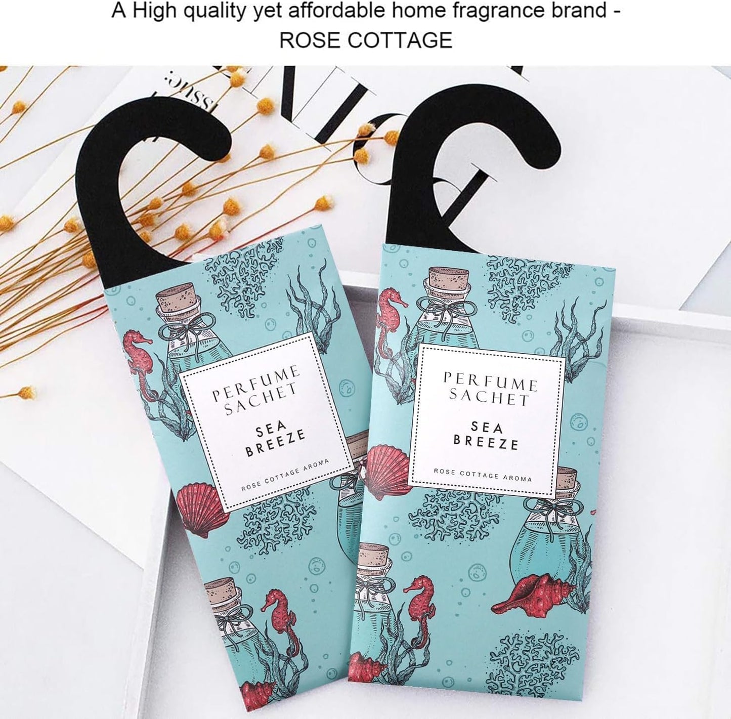 ROSE COTTAGE Large 12 Packs Sea Breeze Hanging Closet Deodorizer Air Freshener Long Lasting Scented