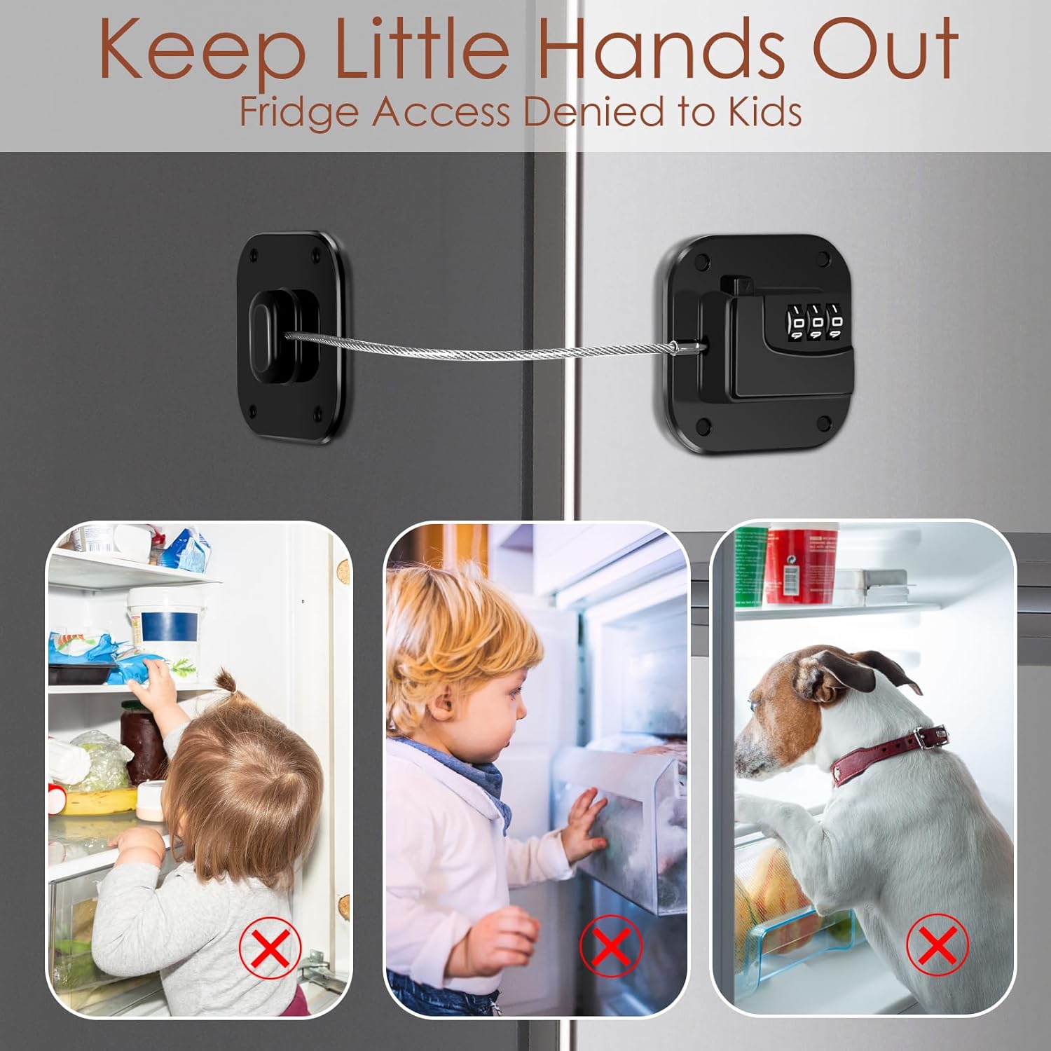Refrigerator Lock, Combination Lock for Refrigerator Cabinets, Drawers, Heavy Duty Fridge Lock
