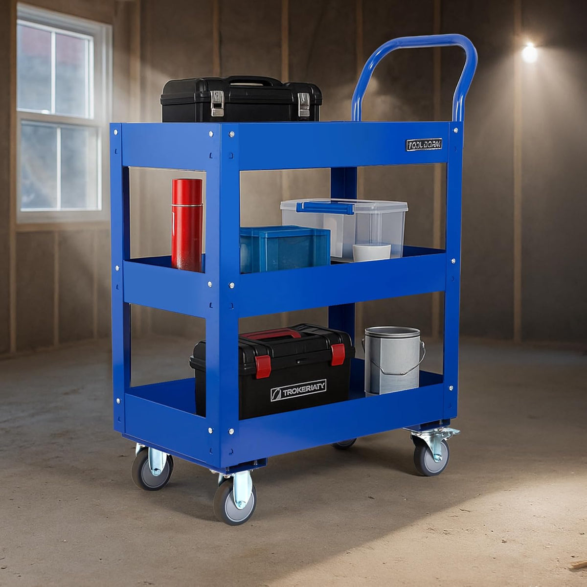 3 Tray 29.3 inch Tool Cart, self Assembly, 300 LBS Capacity Rolling Tool Carts on Wheels, Heavy