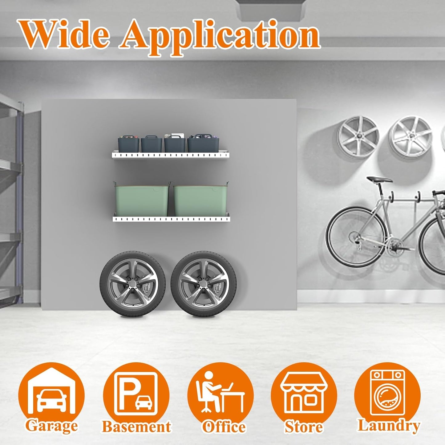 PEKGRIL 2 Pack Garage Wall Shelf, 1X2 Ft Heavy Duty Garage Shelving, Wall-Mounted Storage Shelves