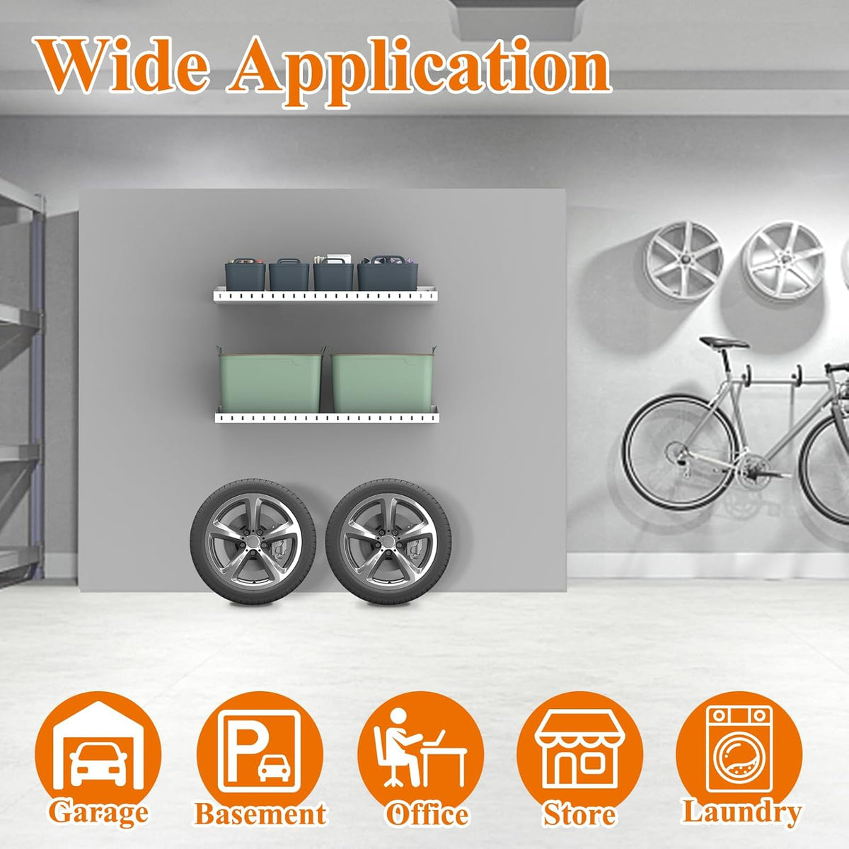 PEKGRIL 2 Pack Garage Wall Shelf, 1X2 Ft Heavy Duty Garage Shelving, Wall-Mounted Storage Shelves