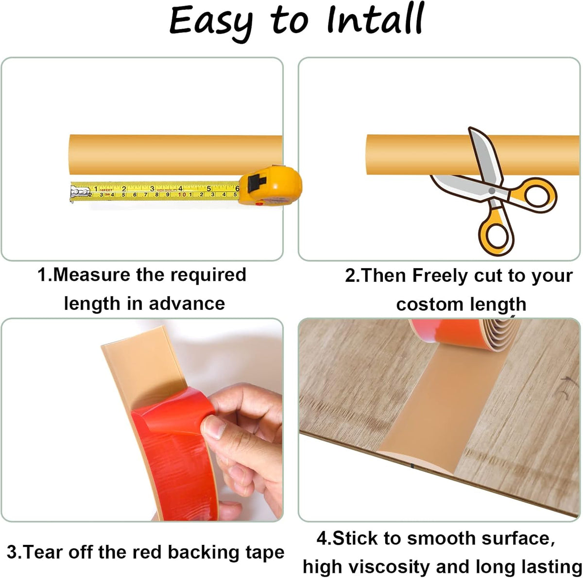 Floor/Door Flat Transition Strip & Self Adhesive Floor Vinyl Floor Edge Trim Laminate Floor Gap