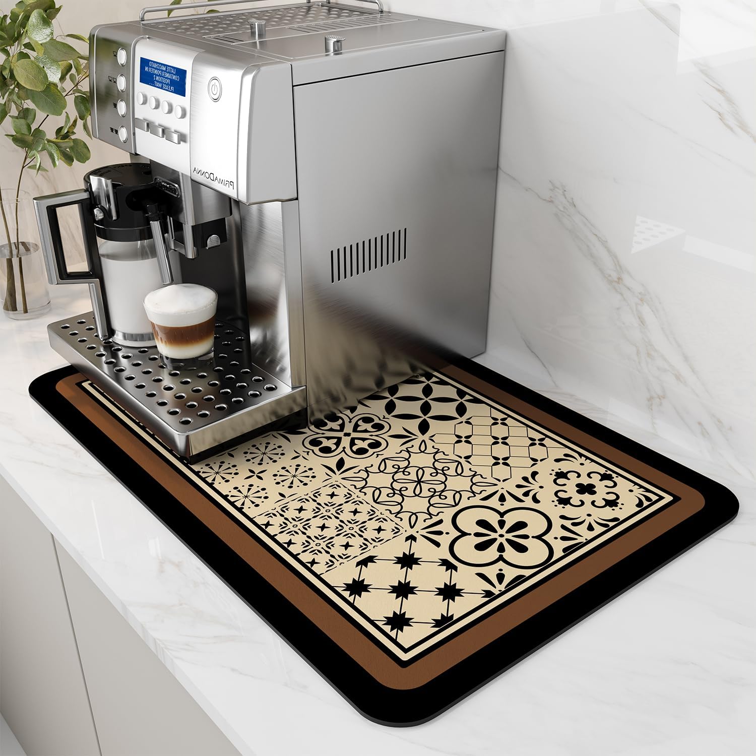AMOAMI Coffee Mat Hide Stain Rubber Backed Absorbent Dish Drying Mat for Kitchen Counter - Fits