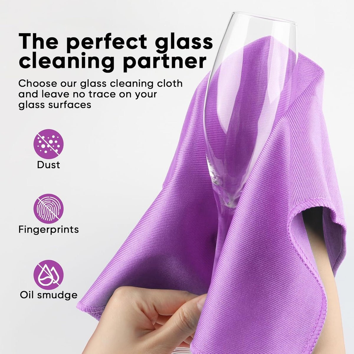 HOMEXCEL Microfiber Glass Cleaning Cloth 12 PK, Lint Free Streak Free, Reusable Cleaning Cloth for