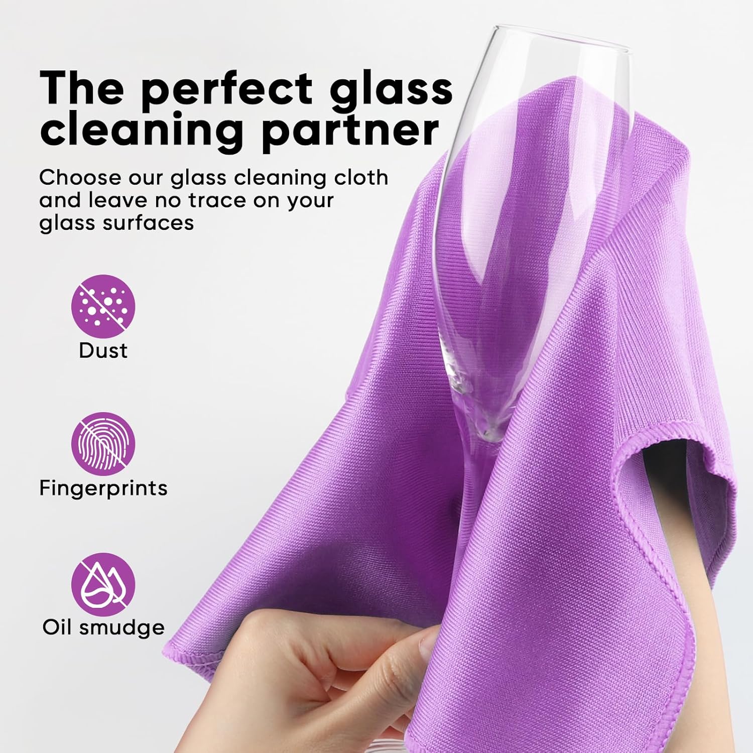 HOMEXCEL Microfiber Glass Cleaning Cloth 12 PK, Lint Free Streak Free, Reusable Cleaning Cloth for