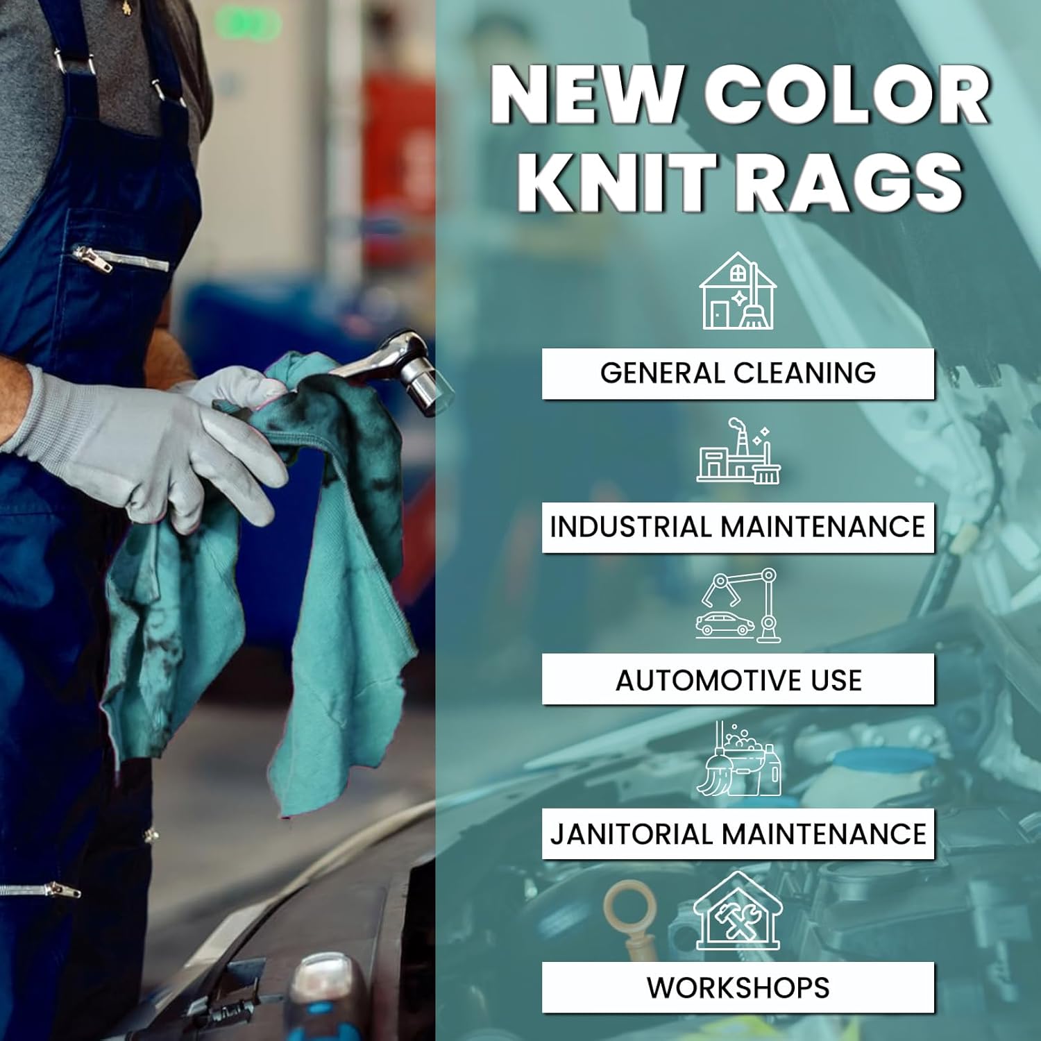 Premium Color Knit Cleaning Rags (600 lbs Pallet - 60x10 lbs. Bag) – Shop Rags Bulk for Workshops