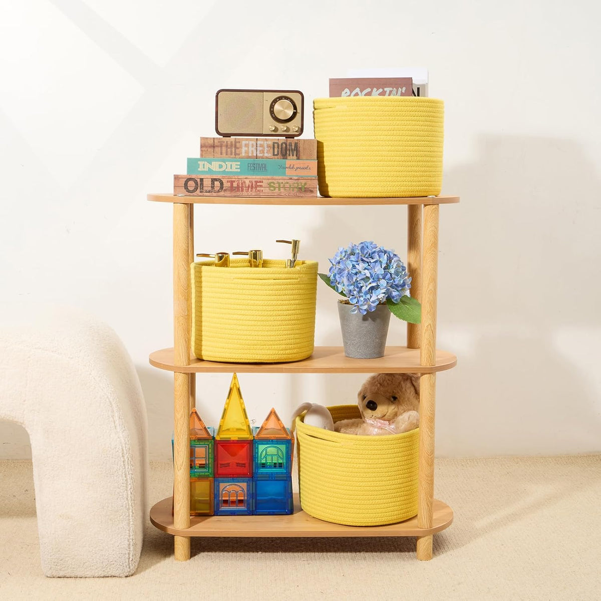 Small Basket for Organizing | Cube Shelf Closet Storage Baskets | 9.7×9.7×7.1” | Woven Rope Gift