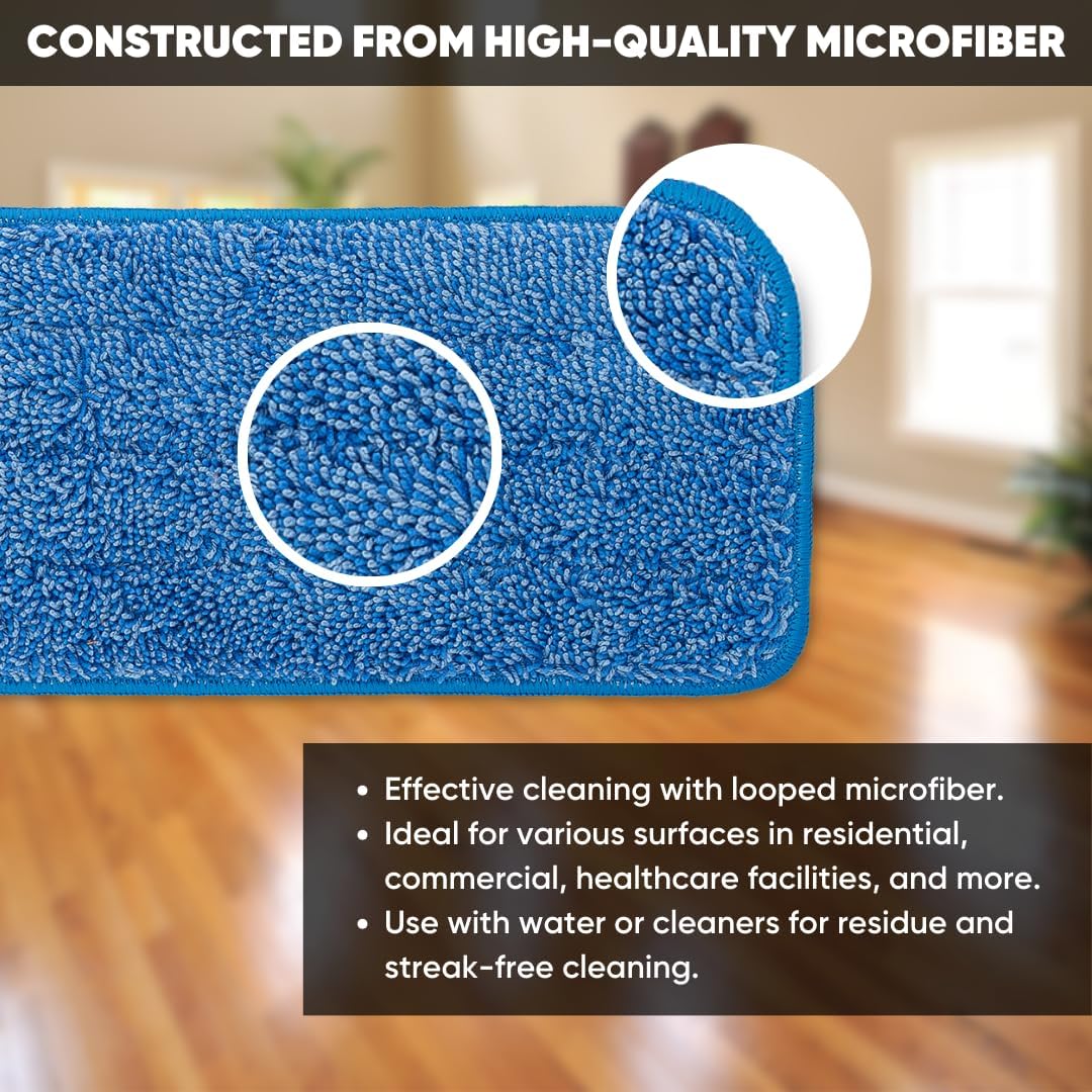 Microfiber Wholesale 18 inch Microfiber Mop Pads - Machine Washable, Reusable, Refills &