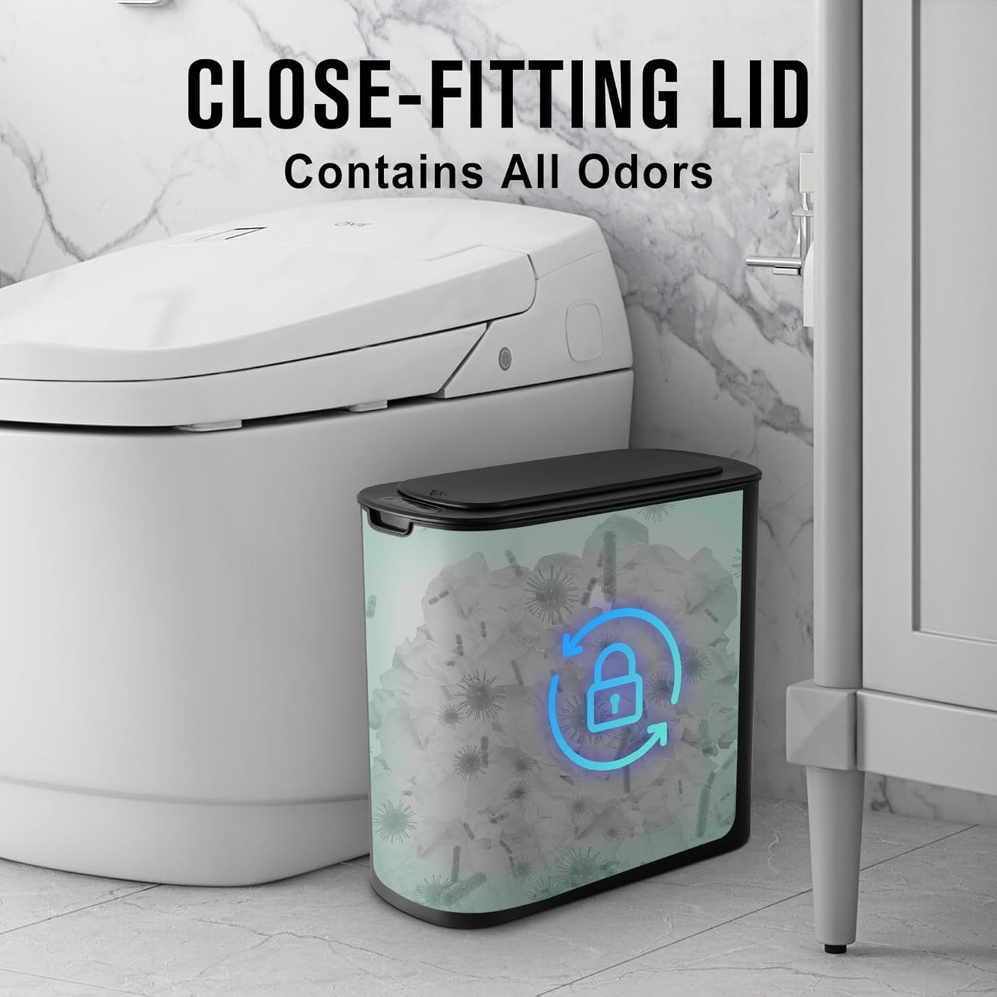 Cesun Automatic Motion Sensor Black Bathroom Trash Can with Lid, 2.6 Gallon Touchless Trash Bin