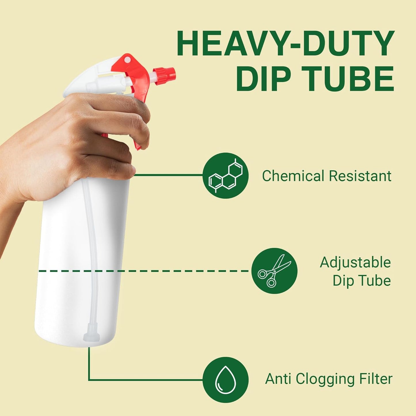 Heluva Green Spray Bottle Nozzle Replacement, Bottle Tops Only - Sprayer Nozzle Triggers for Heavy