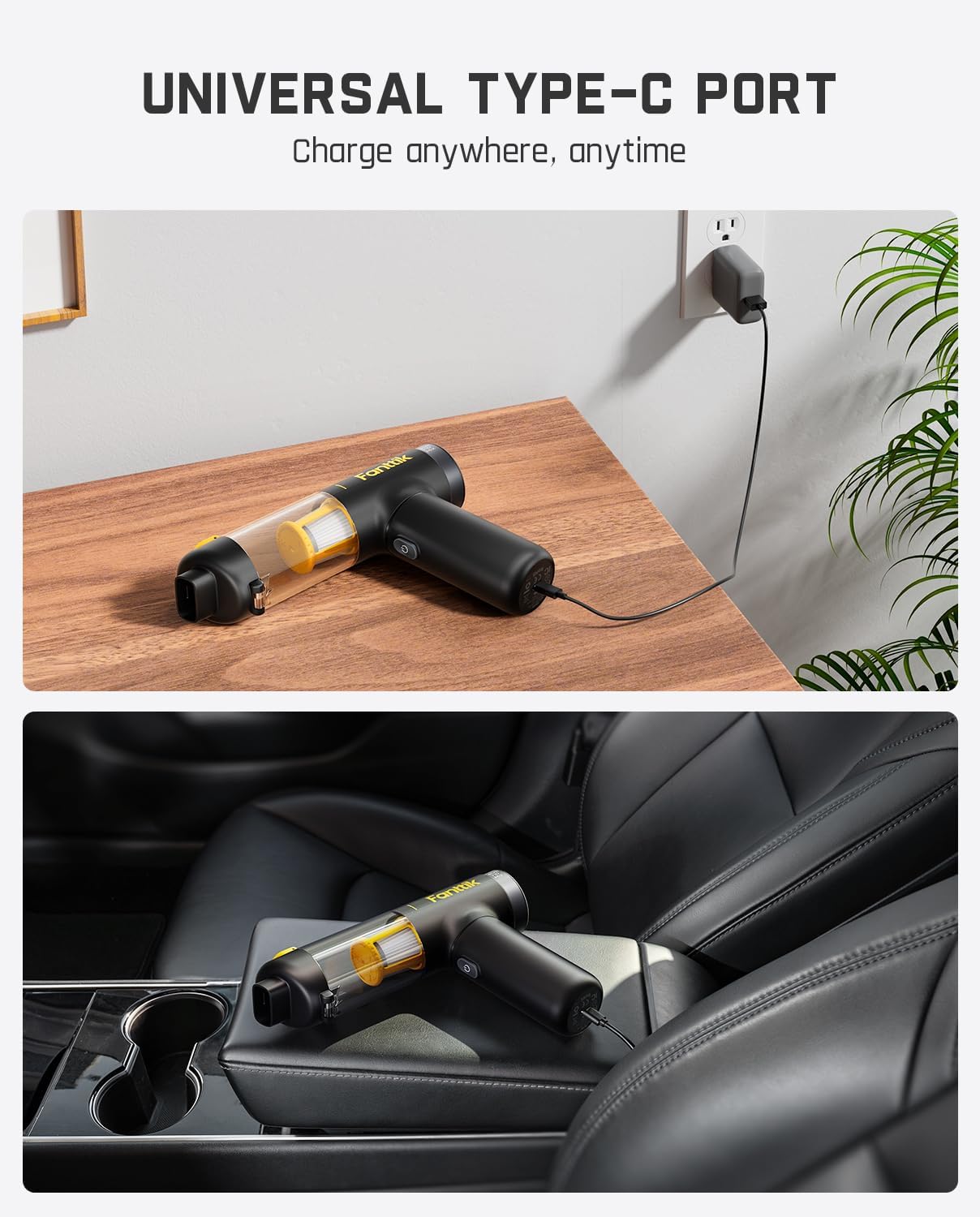 Fanttik Slim V10 Mix Cordless Car Vacuum, 4 in 1 Handheld Air Duster, Color Smart LED Display