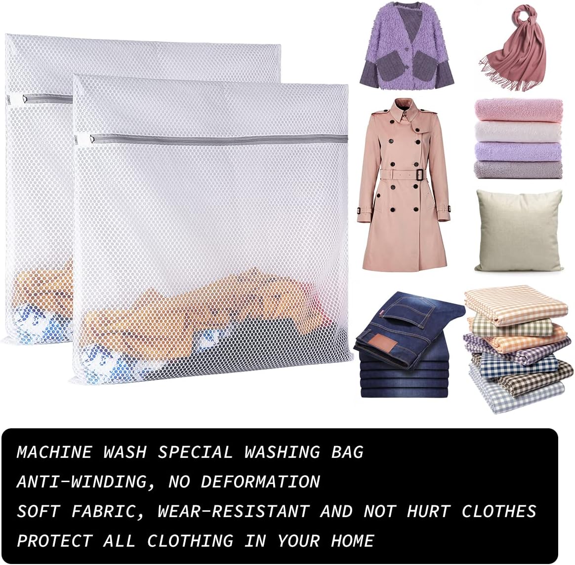 2 XX-Large Honeycomb Mesh Laundry Bag Delicates Durable for Washing Machine,24 x 24 Inches lingerie
