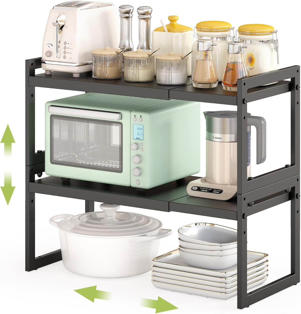 DOLALIKE Expandable kitchen Countertop Organizer, Stackable Cabinet Shelf Organizers, Space Saving