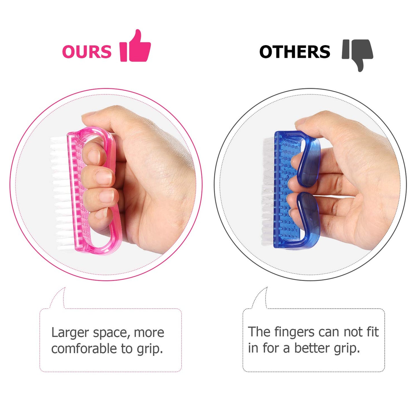 Handle Grip Nail Brush, Hand Fingernail Brush Cleaner Scrubbing Kit Pedicure for Toes and Nails Men