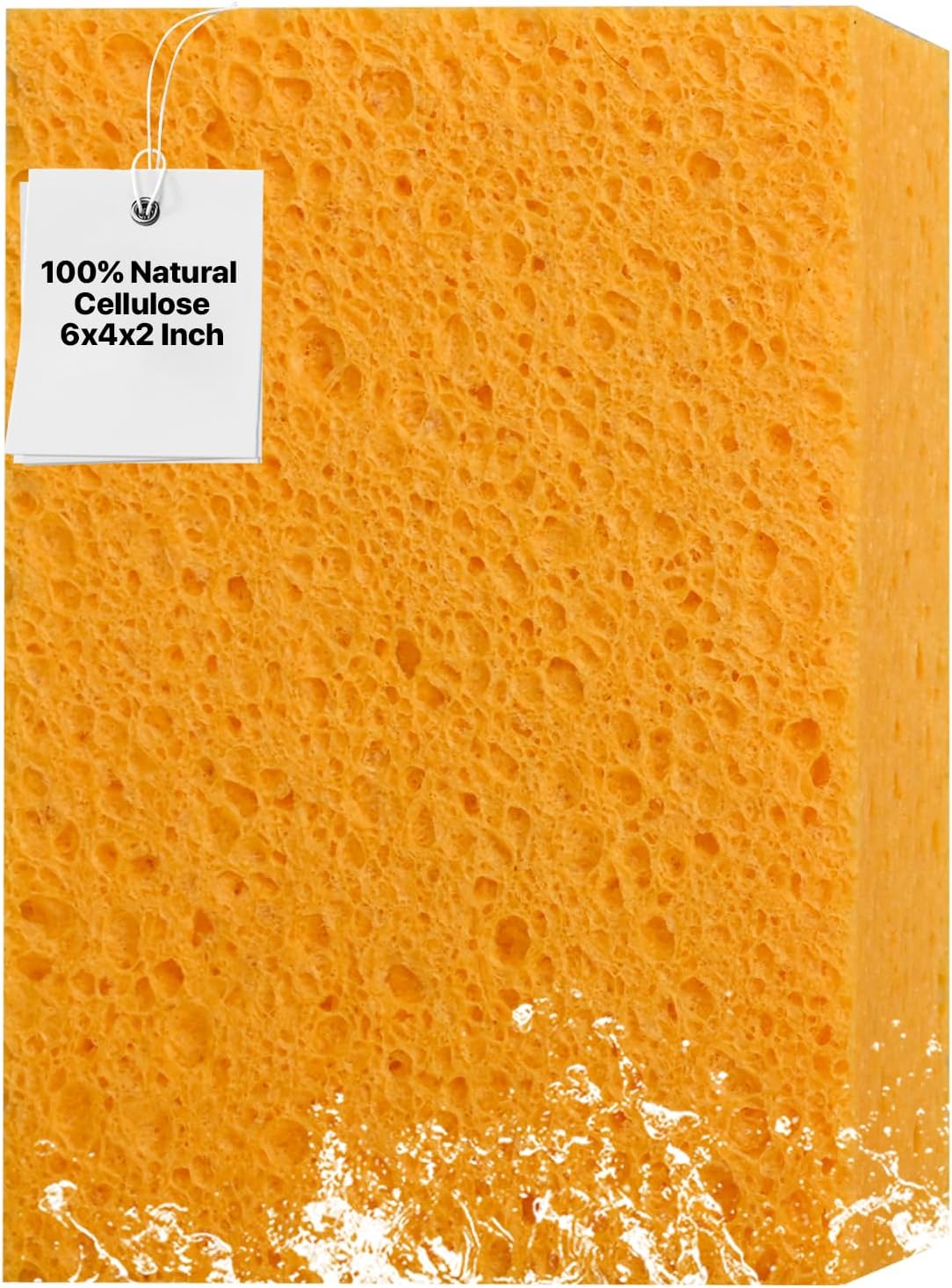 1 PCS Large Natural Cellulose Sponges 6x4x2 Inch - Super Absorbent and Biodegradable, Perfect for