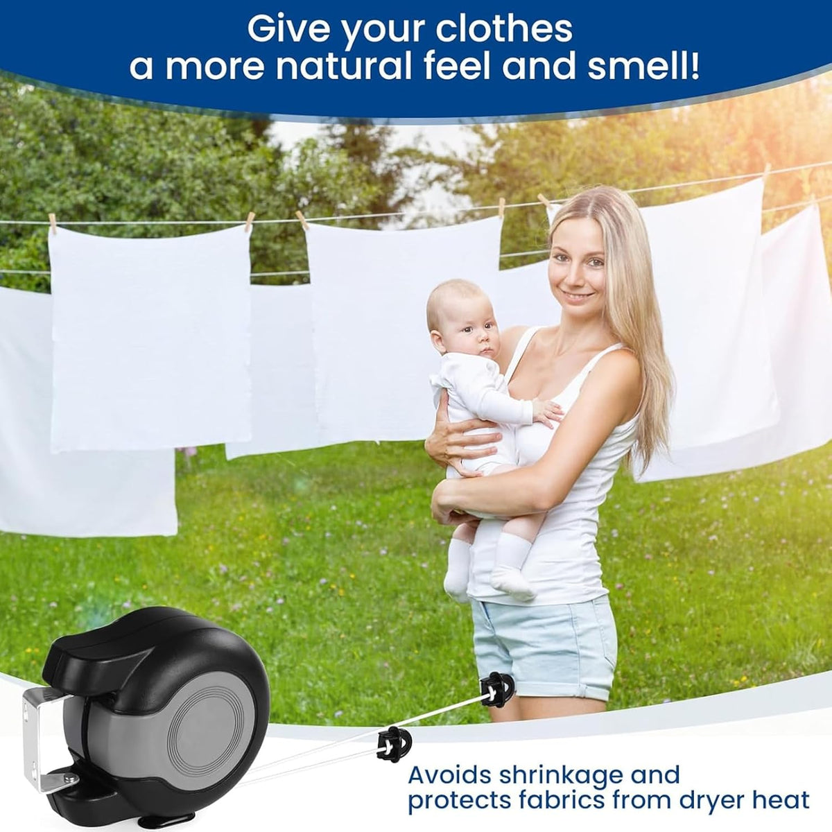 Retractable Double Clothesline – 49 ft x 2 Heavy Duty Clothes Line for Indoor & Outdoor Use, Dual