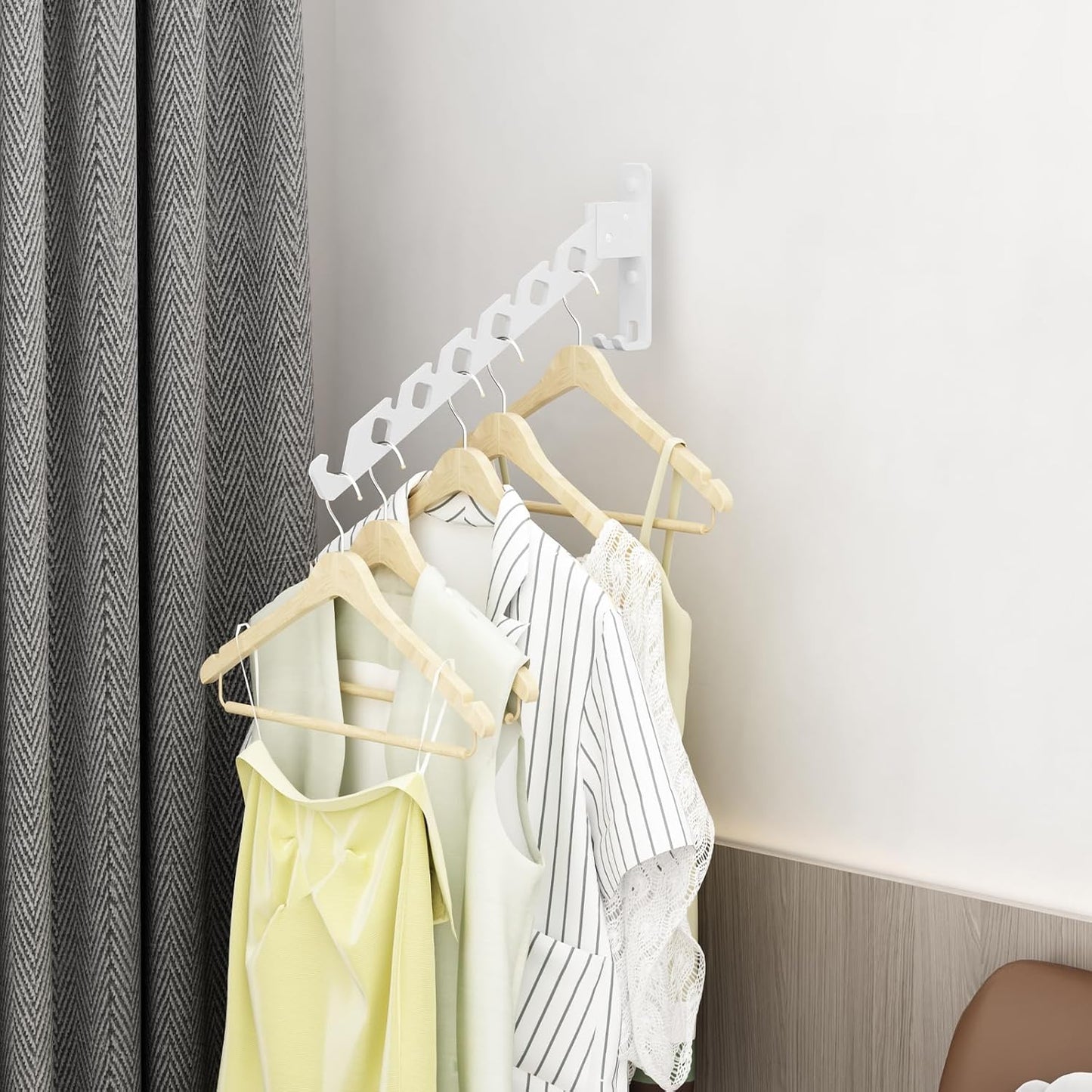 Wall Mounted Clothes Drying Rack, Wall Clothes Hanger Foldable, Laundry Hanger Hook for Bathroom