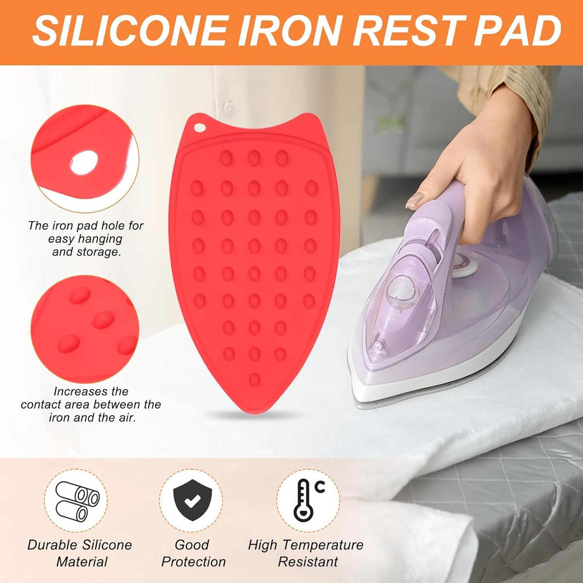 PATIKIL Silicone Iron Rest Pad, 2 Pcs Multipurpose Hot Heat Resistant Iron Rest Plate Protective