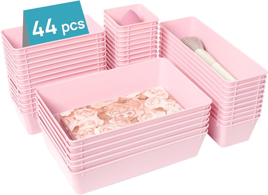 Vtopmart 44 PCS Plastic Drawer Organizers Set, 4-Size Versatile Bathroom and Vanity Organizer