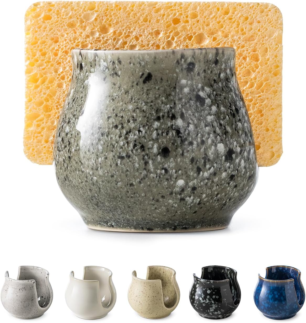 Ceramic Sponge Holder, Kitchen Sponge Holder Sink Caddy Organizer Dish Rack for Kitchen Sink