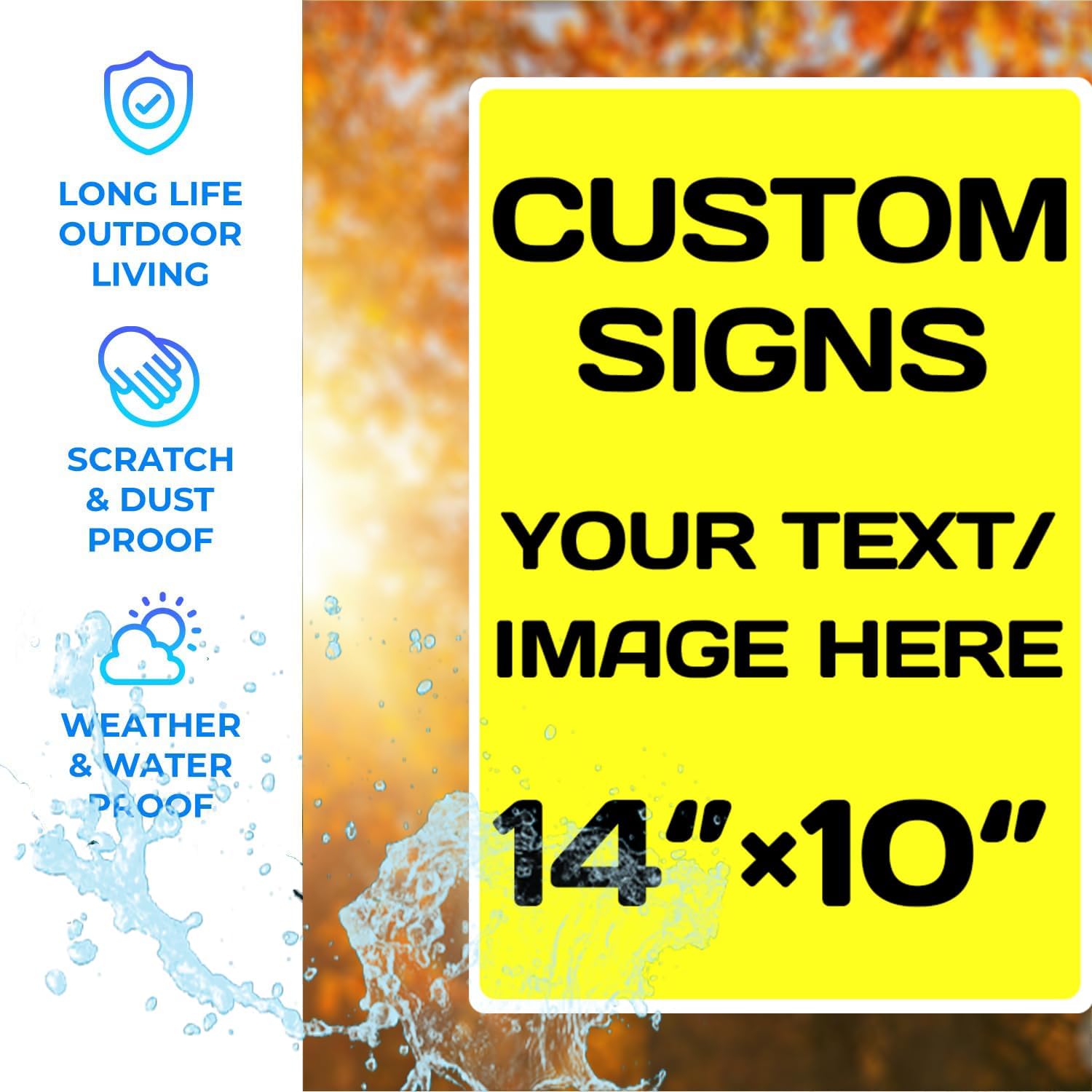Personalized Aluminum Metal Signs - Weatherproof, Custom Text & Picture, Multiple Sizes, Hazard