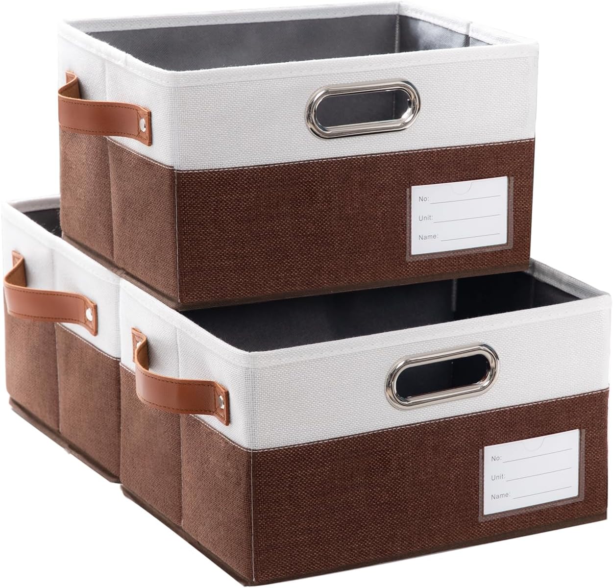 PRANDOM Foldable Storage Bins with Handles [3-Pack] Fabric Collapsible Storage Boxes Baskets Cubes