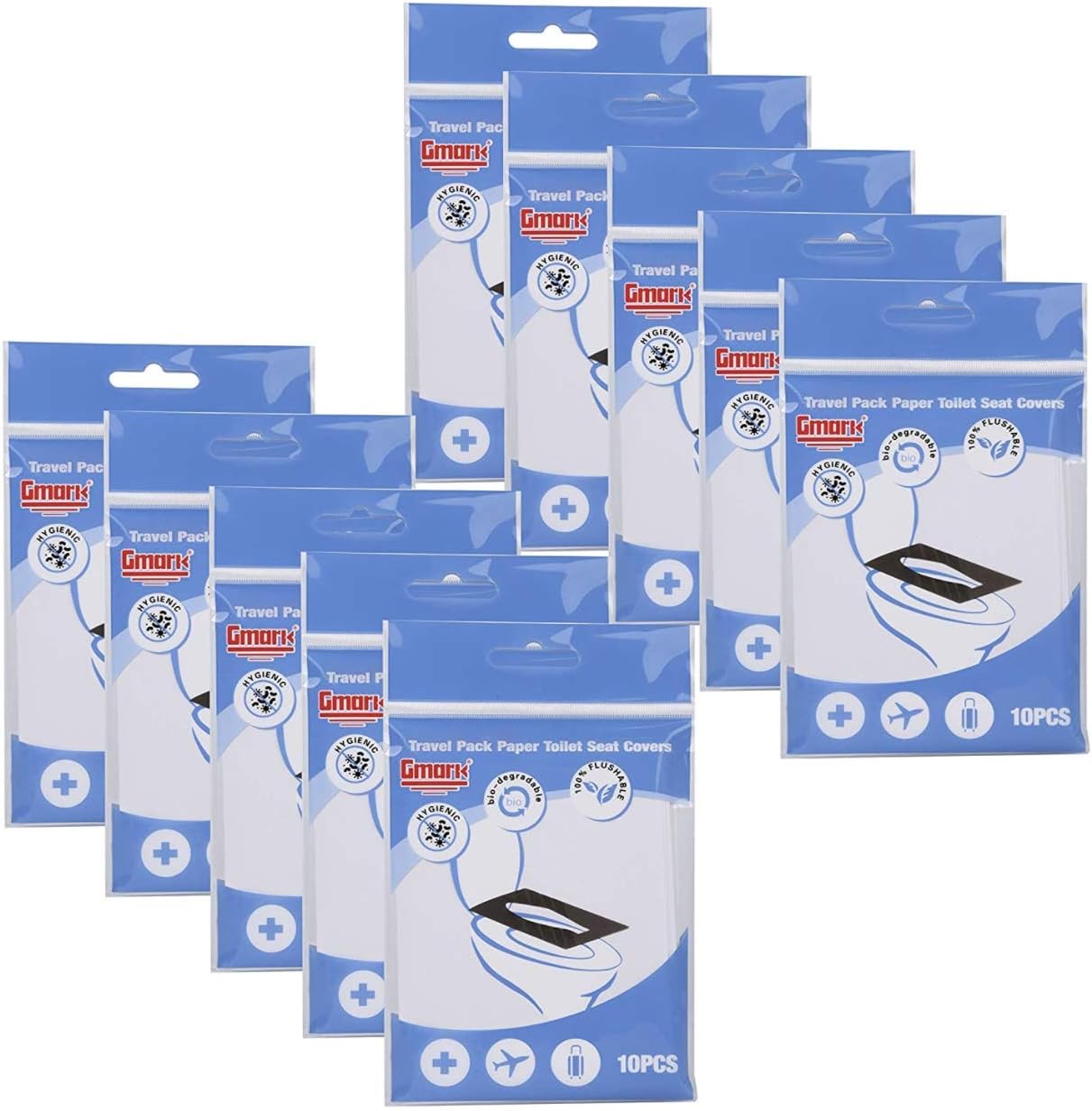 Gmark Portable Paper Toilet Seat Covers Travel Packs (100 PCS) XL size Thick Strength Strong 100%