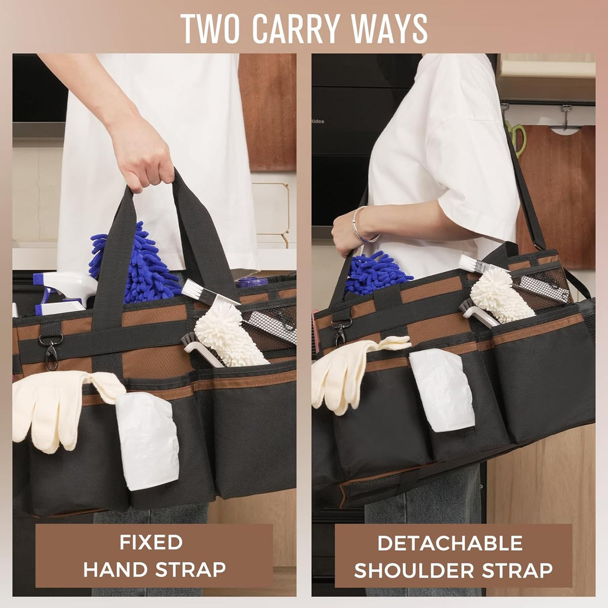 Wearable Cleaning Caddy, Cleaning Caddy Supplies Organizer with Handle & Shoulder Straps for