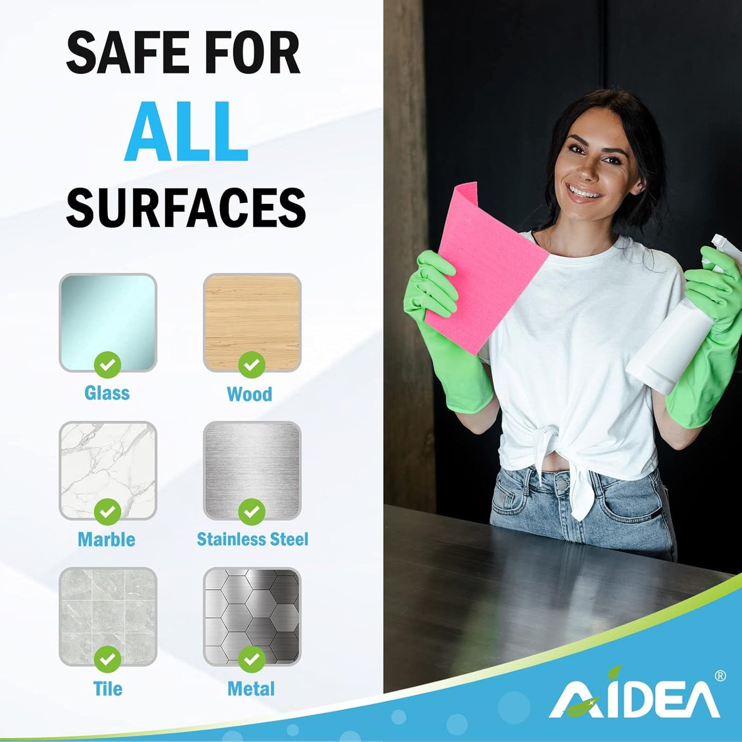 AIDEA Swedish Dishcloths for Kitchen-10PK, Absorbent Sponge Dish Cloth, Dishcloths for Washing