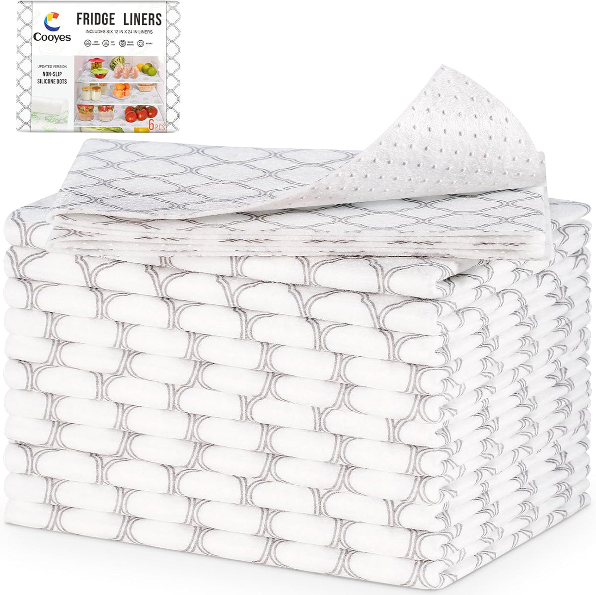 Cooyes Refrigerator Shelf Liners for French Door Fridge, 17.7" × 36" Extra Large, Non-Slip Fridge