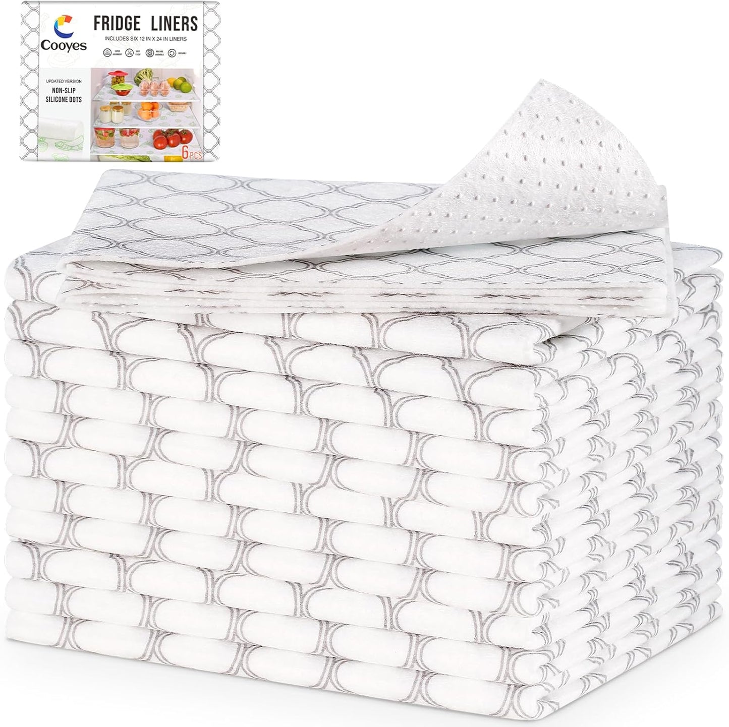 Cooyes Felt Shelf Liners for Drawer & Kitchen Cabinet, 12 Pack, 12" × 24 ", Non Slip Fridge Liners