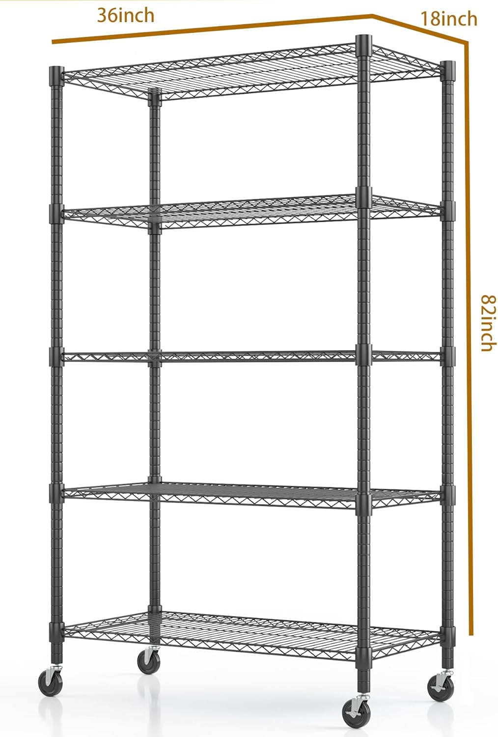 Himimi 5-Tier Heavy Duty Steel Wire Rack Storage Shelving, Adjustable Metal Storage Shelves with
