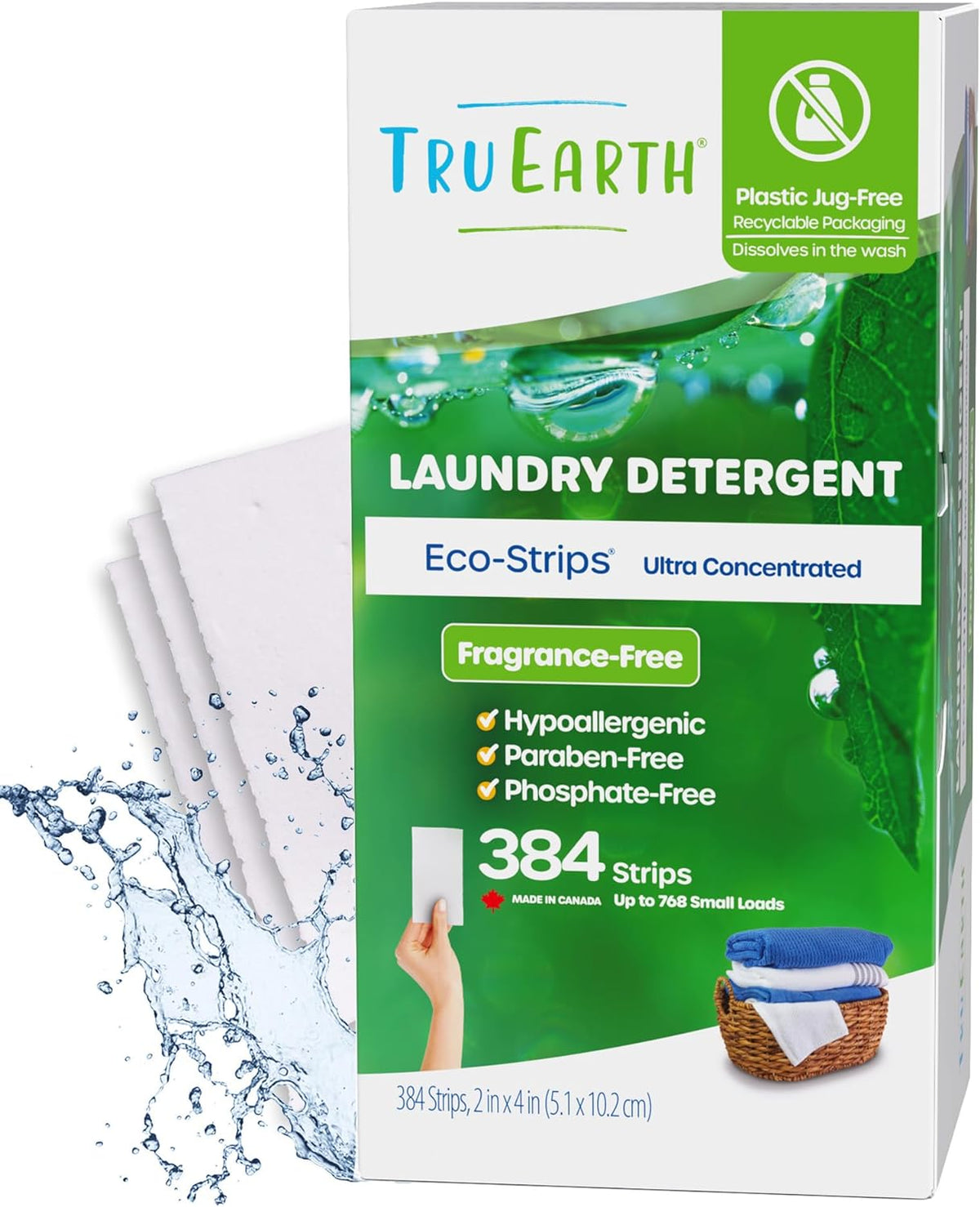 Tru Earth Compact Dry Laundry Detergent Sheets, Unscented - Up to 768 Loads (384 Count)