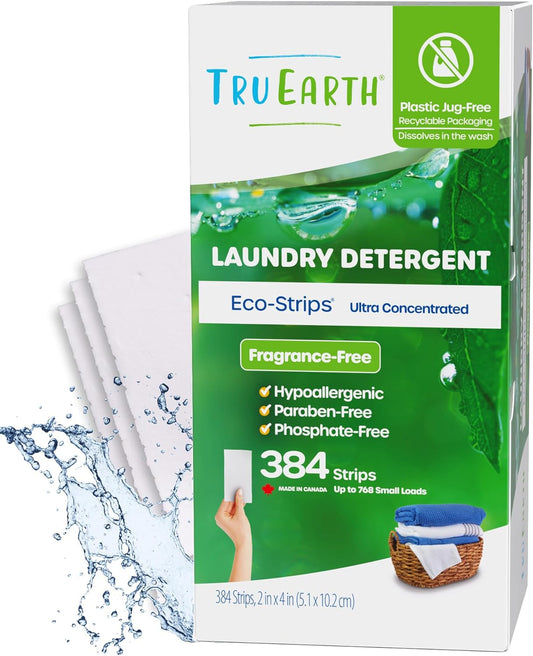 Tru Earth Compact Dry Laundry Detergent Sheets, Unscented - Up to 768 Loads (384 Count)