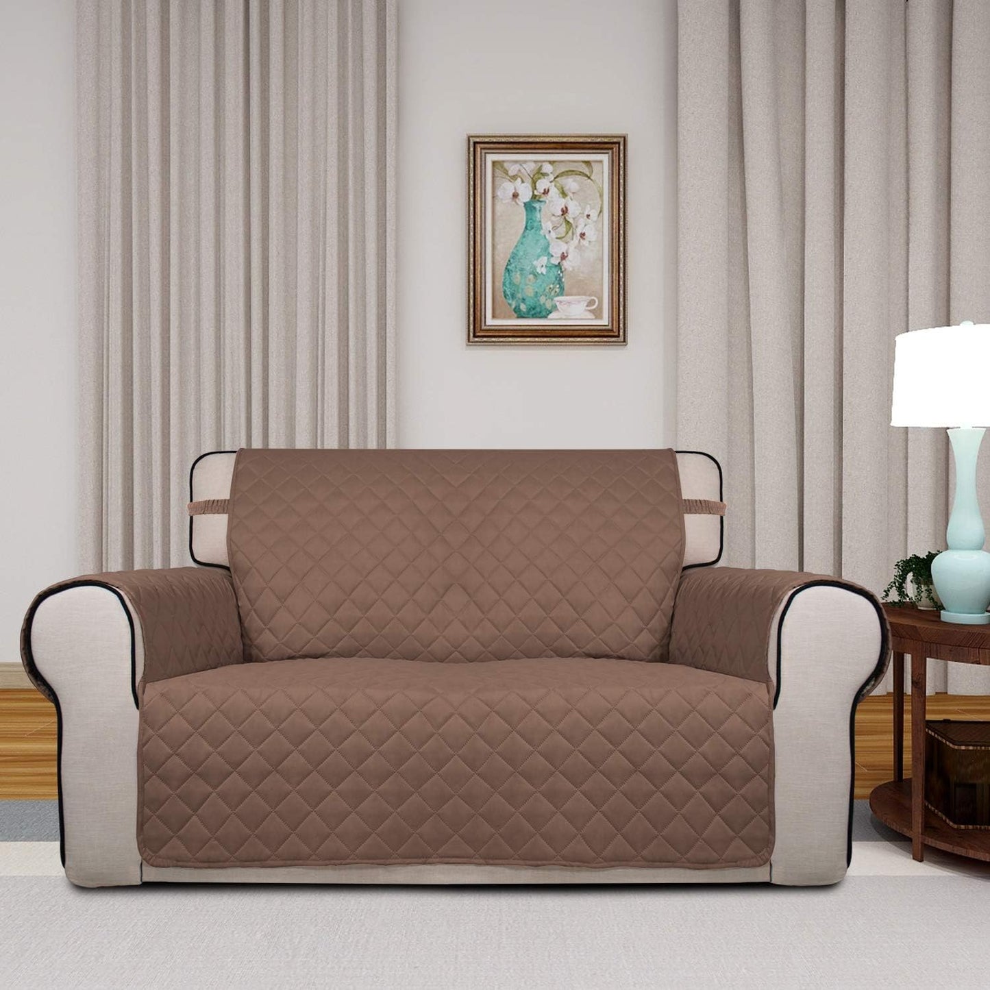 PureFit Reversible Quilted Sofa Cover, Water Resistant Medium Slipcover Furniture Protector