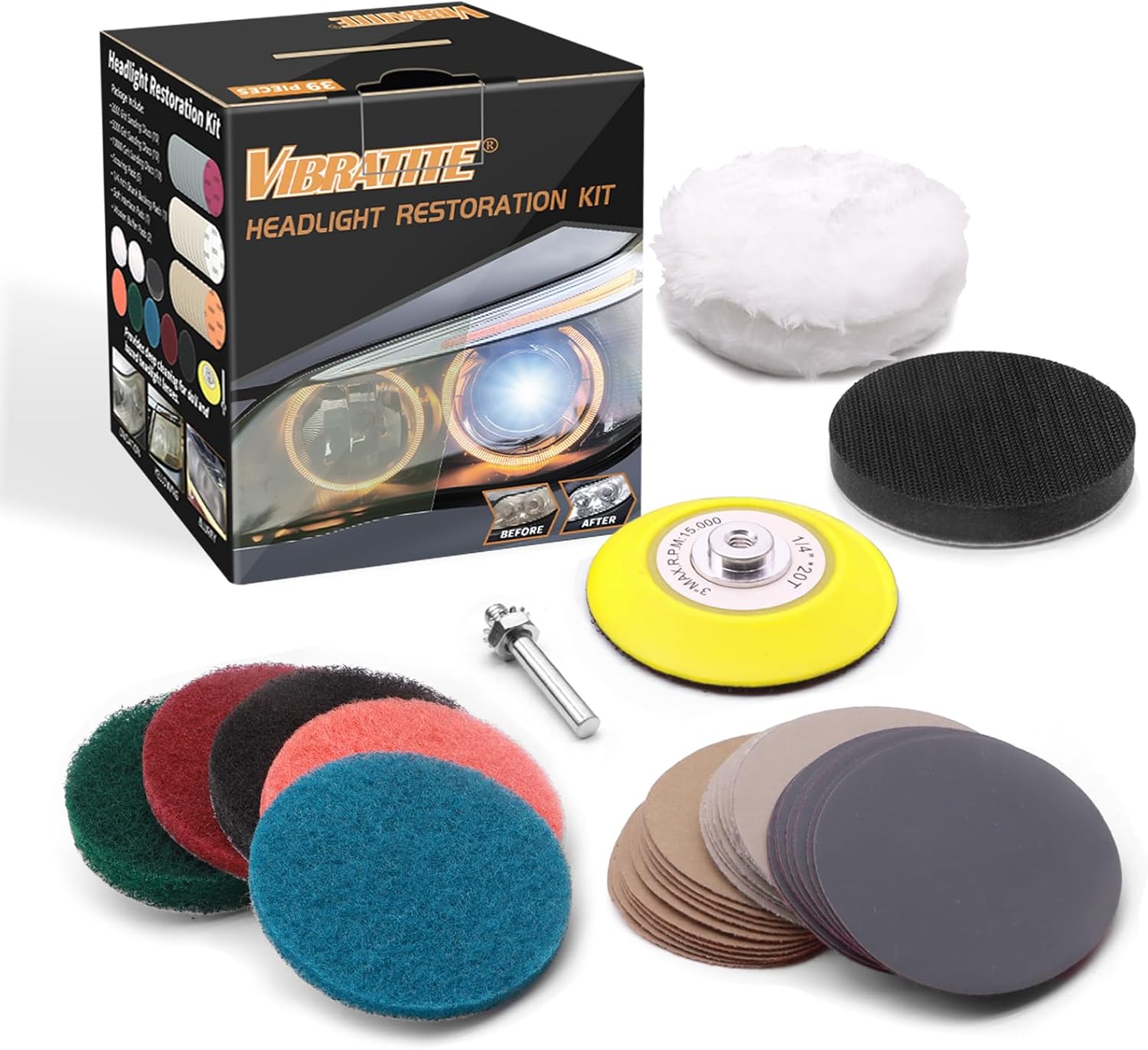 3 Inch Car Headlight Restoration Kit, Car Polishing Sanding Discs Assortment 2000 to 10000 Grit