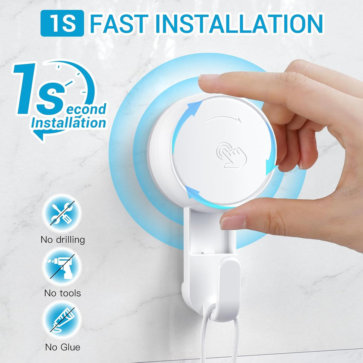 LUXEAR Suction Hooks Powerful Vacuum Suction Shower Hook- Heavy Duty Hangers Waterproof Wall Hooks