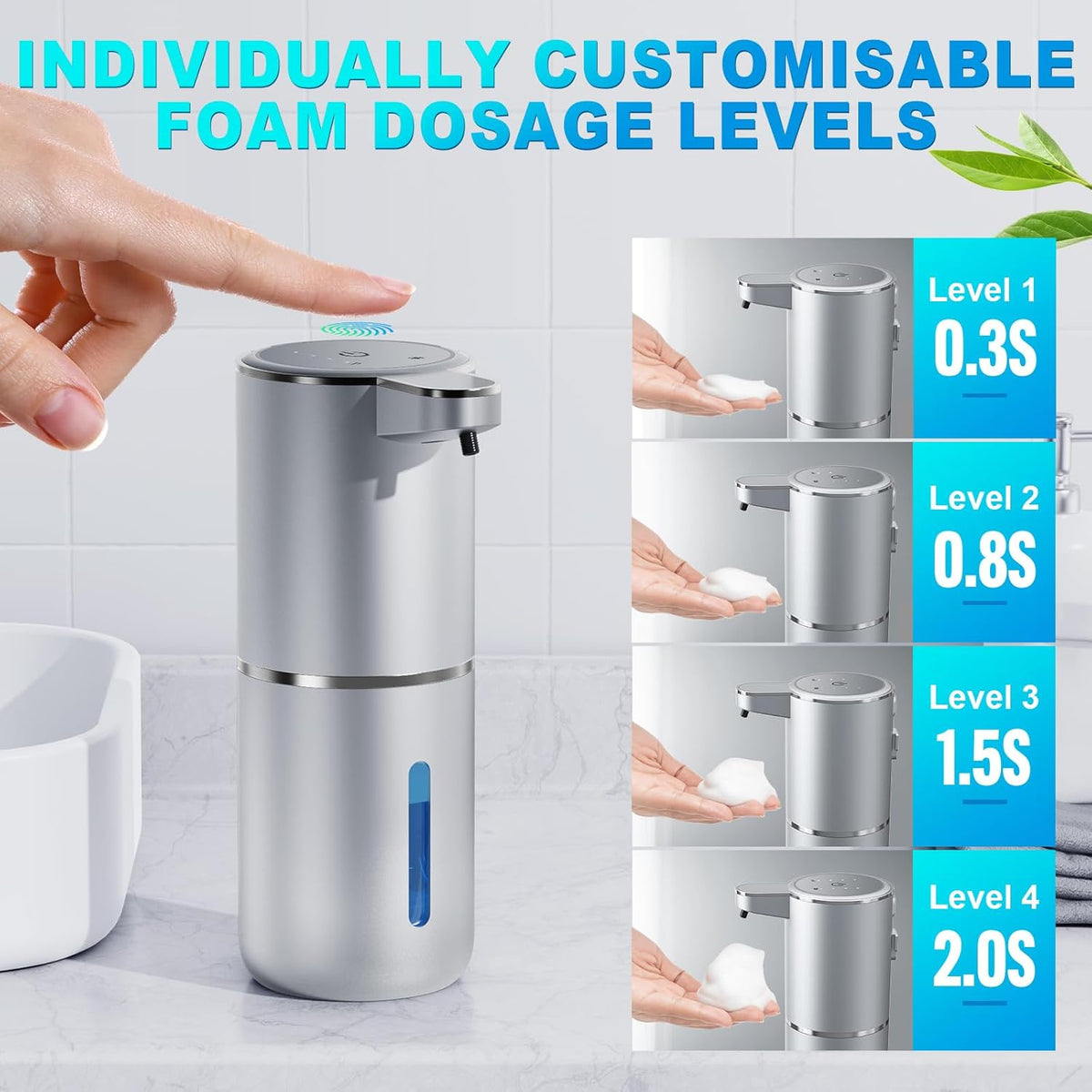 Automatic Foaming Soap Dispenser, 12.8oz/380ml Wall Mount Touchless Soap Dispenser with Sensor
