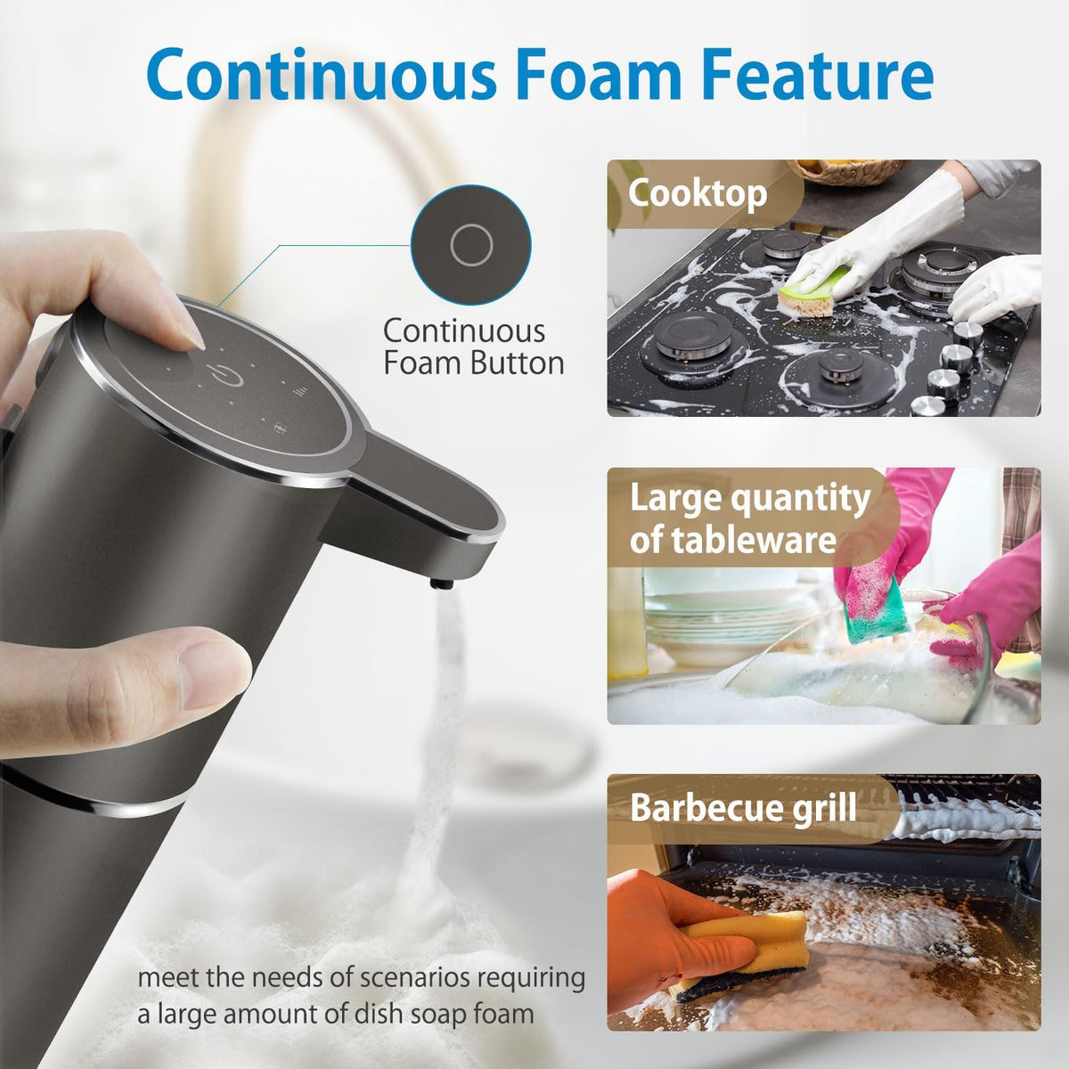 Automatic Foaming Soap Dispenser,4-Level Adjustable Foam, Wall Mount, USB Rechargeable,12.8oz/