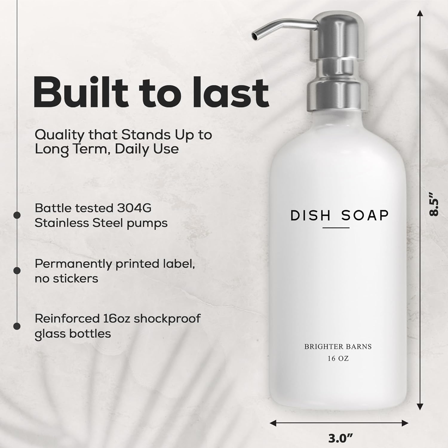 White Glass Hand and Dish Soap Dispenser Set by Brighter Barns - Modern Kitchen Soap Dispenser Set