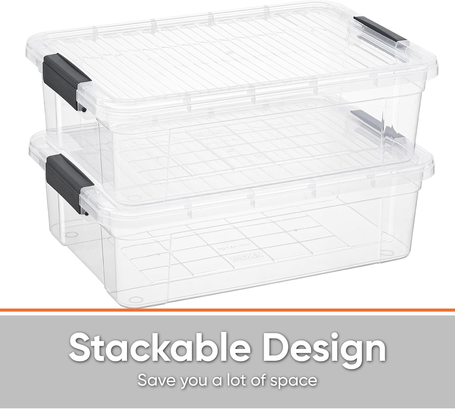Superio Storage Bins with Lids, Clear Plastic Containers for Organizing, Stackable Totes, BPA Free