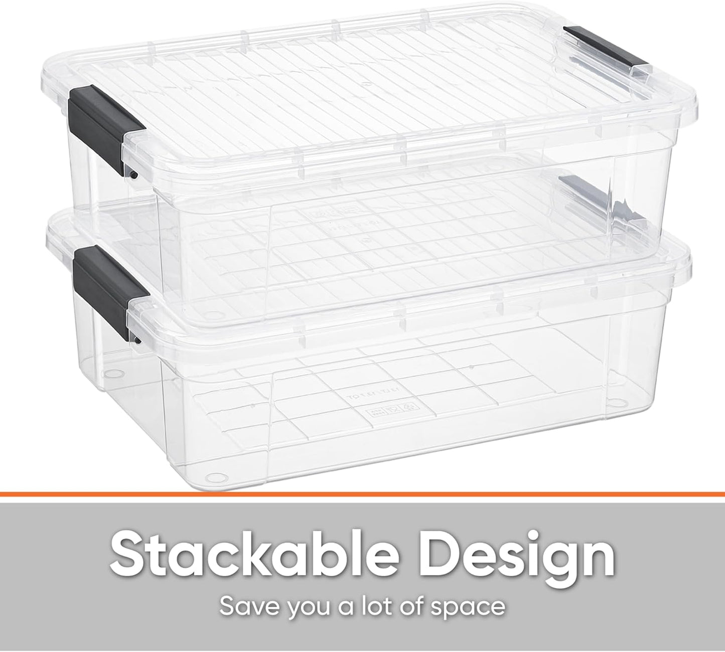 Superio Clear Storage Boxes with Lids, Plastic Container Bins for Organizing, Stackable Crates, BPA
