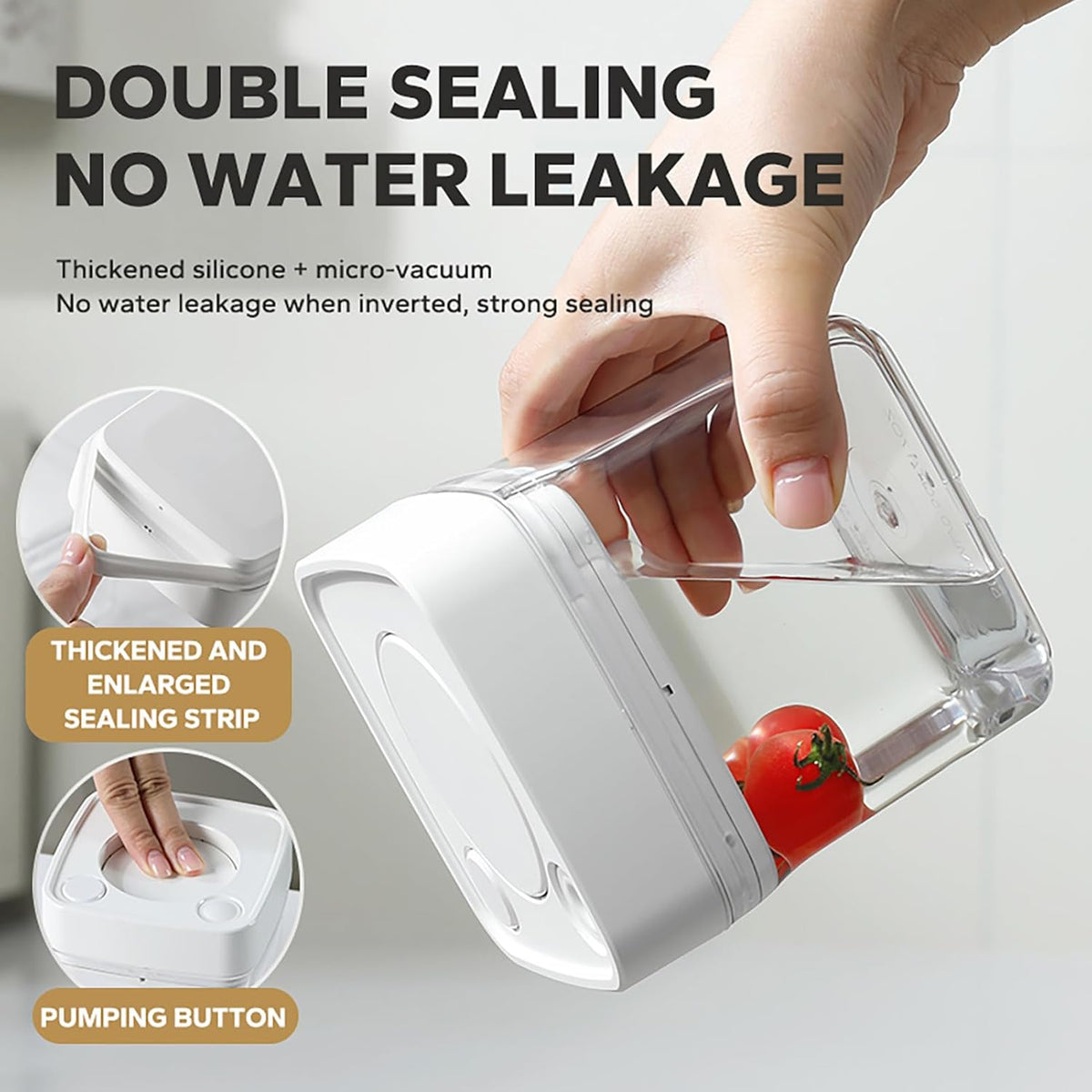 Manual Vacuum Jar With One-Button Vacuum Pump, Airtight Food Cereal Containers Storage With Lids