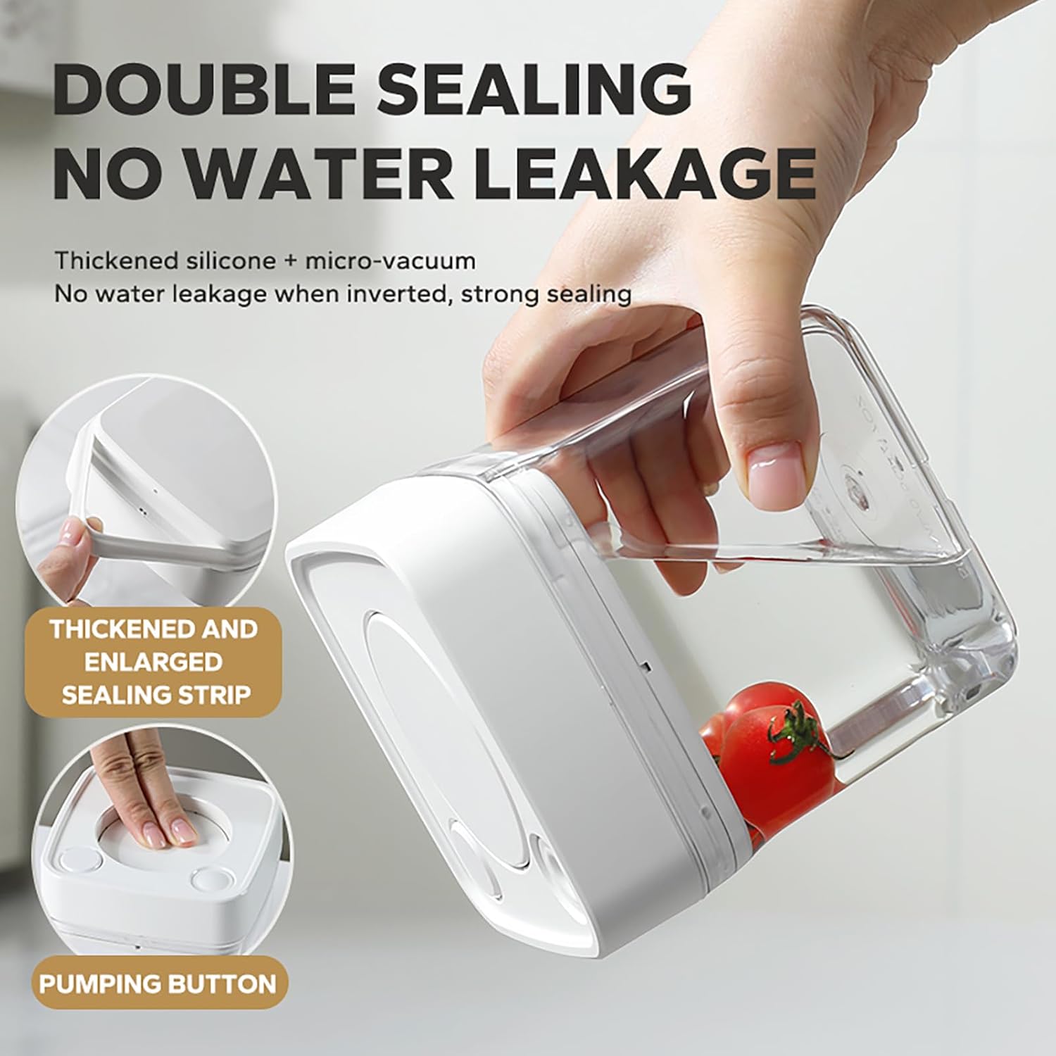 Manual Vacuum Jar With One-Button Vacuum Pump, Airtight Food Cereal Containers Storage With Lids