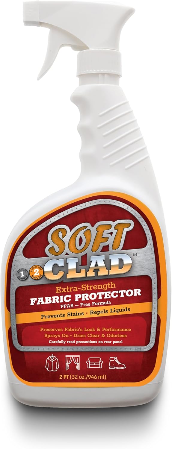 Extra Strength Fabric Protector Spray Prevents Stains and Repels Liquids. SoftClad Guards