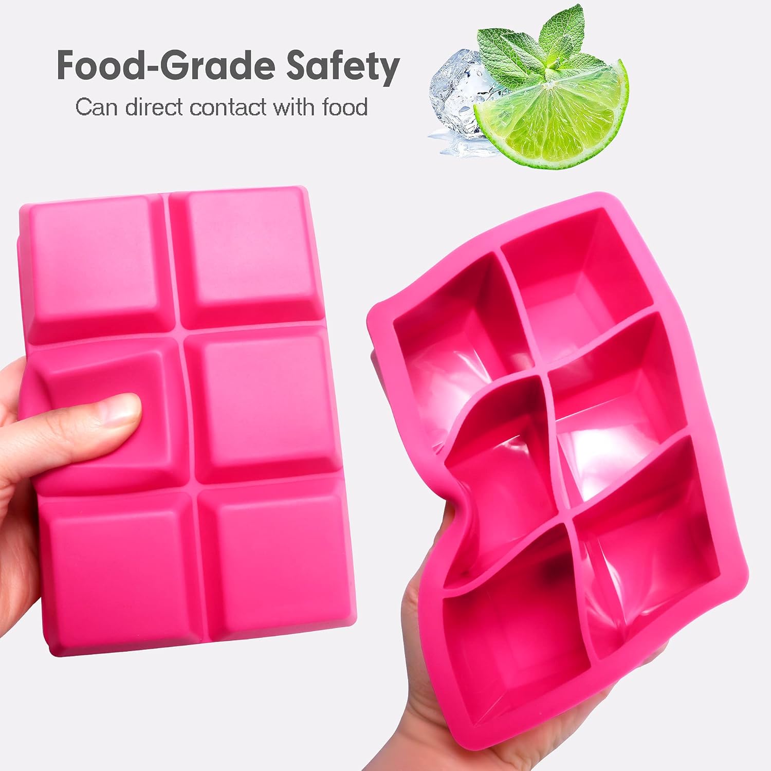 Silicone Ice Cube Trays with Lids,Large Square Ice Cube Molds for Freezer, Whiskey, Cocktail