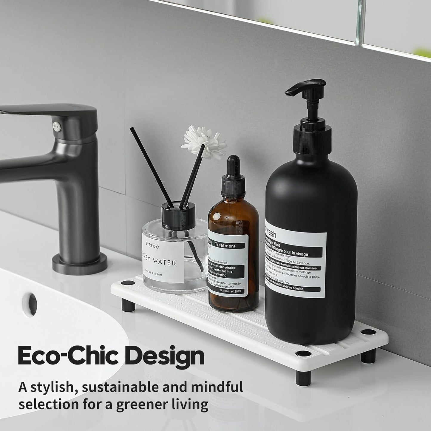 Instant Dry Sink Caddy Kitchen Sink Organizer, Quick Drying Diatomaceous Earth Stone Sink Tray