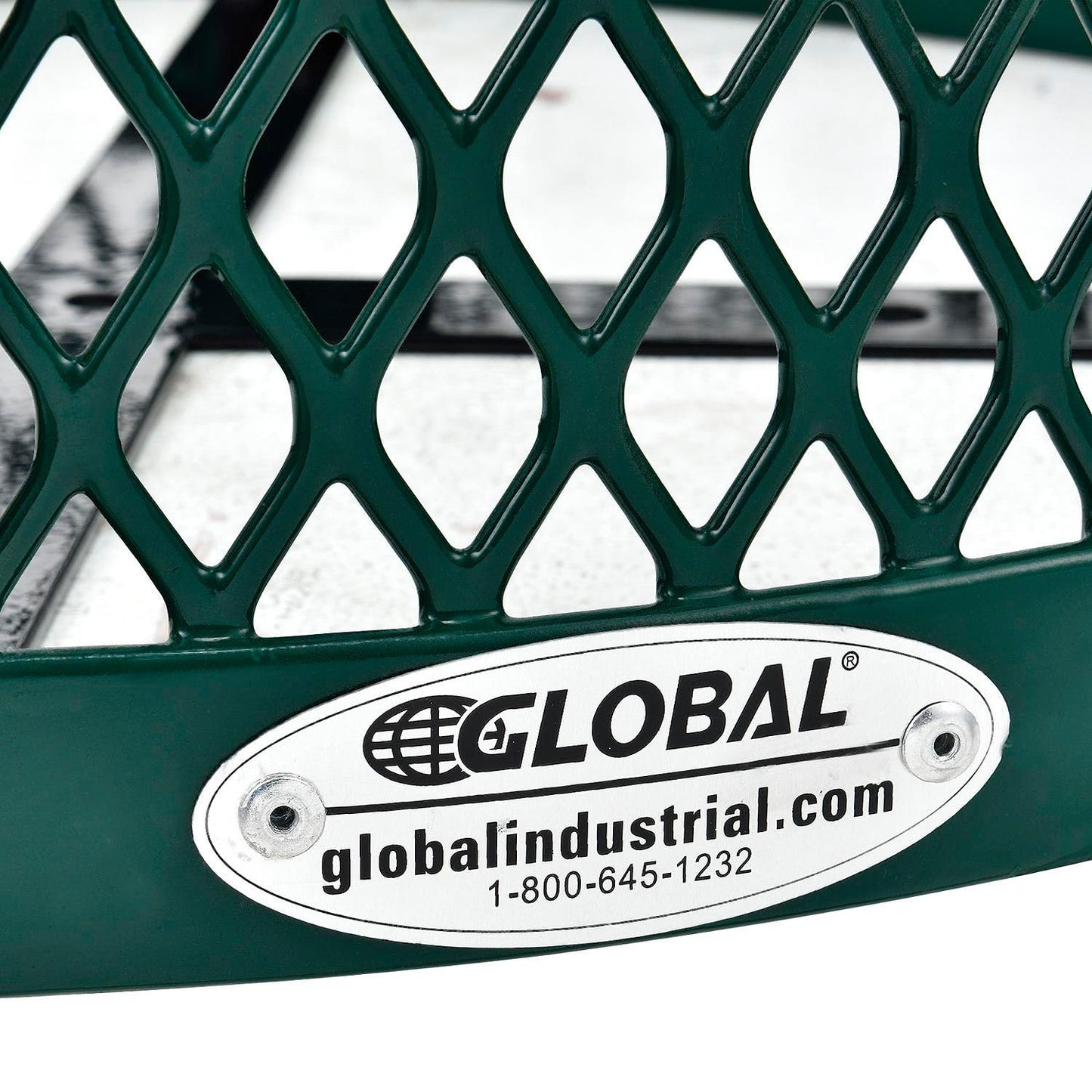 Global Industrial Outdoor Diamond Steel Trash Can with Rain Bonnet Lid and Plastic Liner, 36 Gallon