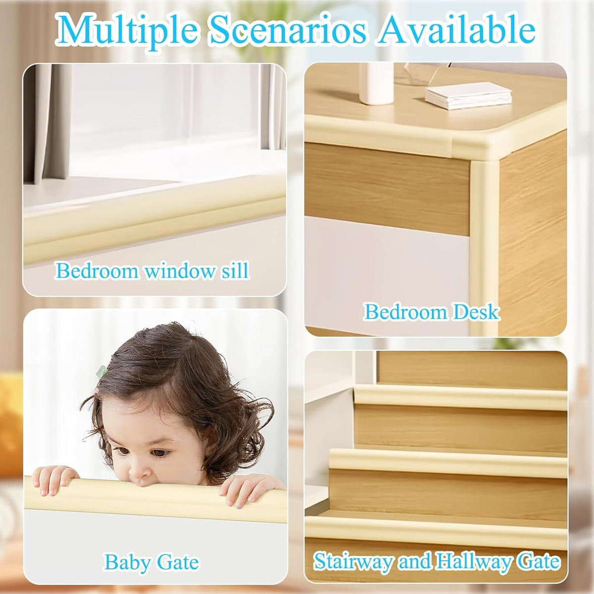 Baby Proofing Edge Corner Protector,1Roll L-Shape Soft Cabinet Door Bumper Corner Strip,8 Furniture